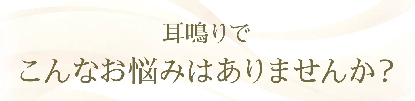 耳鳴りでこんなお悩みはありませんか？